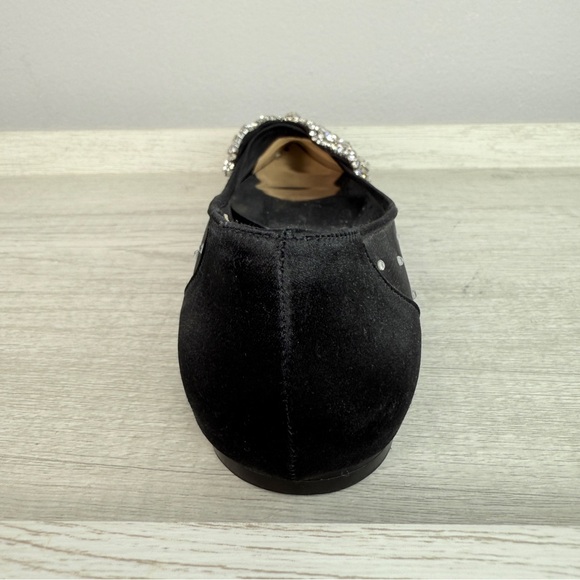 Badgley Mischka Quinn Crystal Embellished Pointed Toe Black Flats Size 8 - Picture 8 of 14